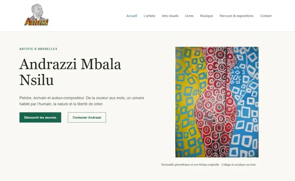 Capture du site Andrazzi : présentation de l’artiste et de ses œuvres