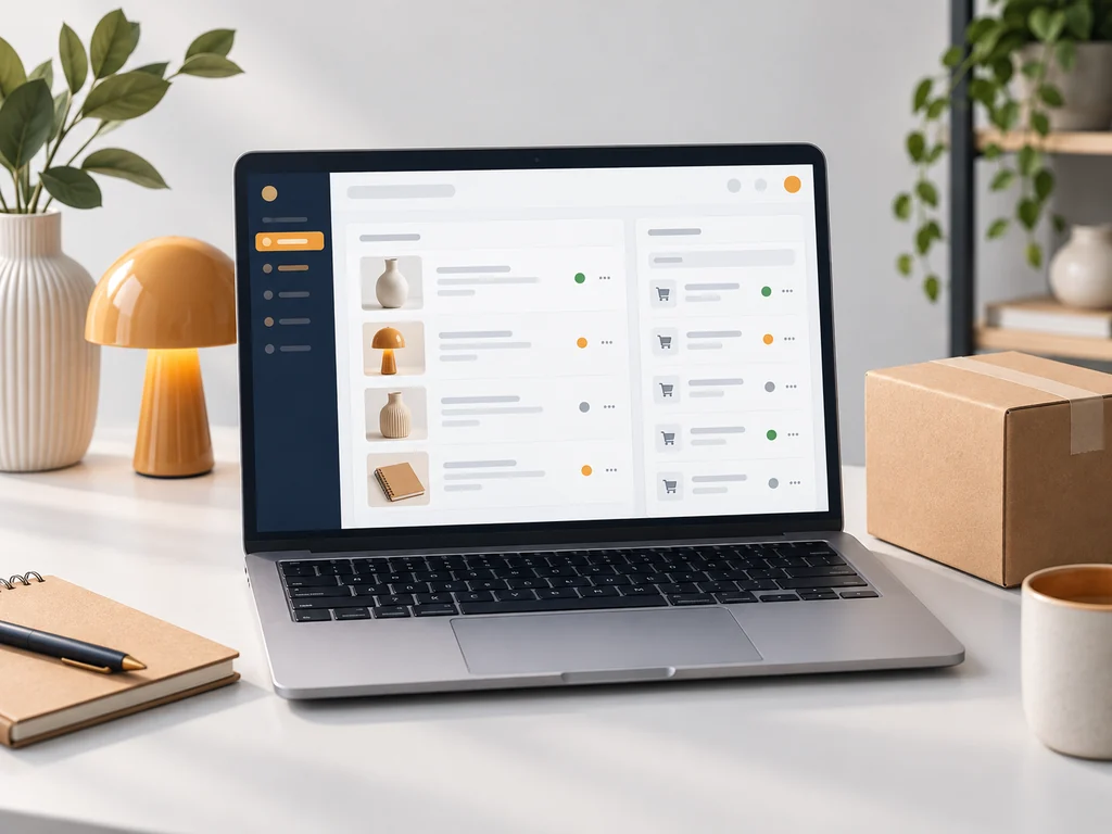 Illustration de la gestion des produits et des commandes d’une boutique en ligne.
